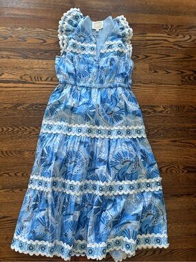 Sail to Sable Light Blue Floral Ruffle Tiered Dress